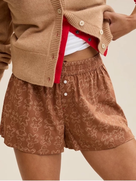 aerie Other - Aerie Women’s Gingerbread Print Boxer Pajama Shorts Elastic Waist Size L Holiday